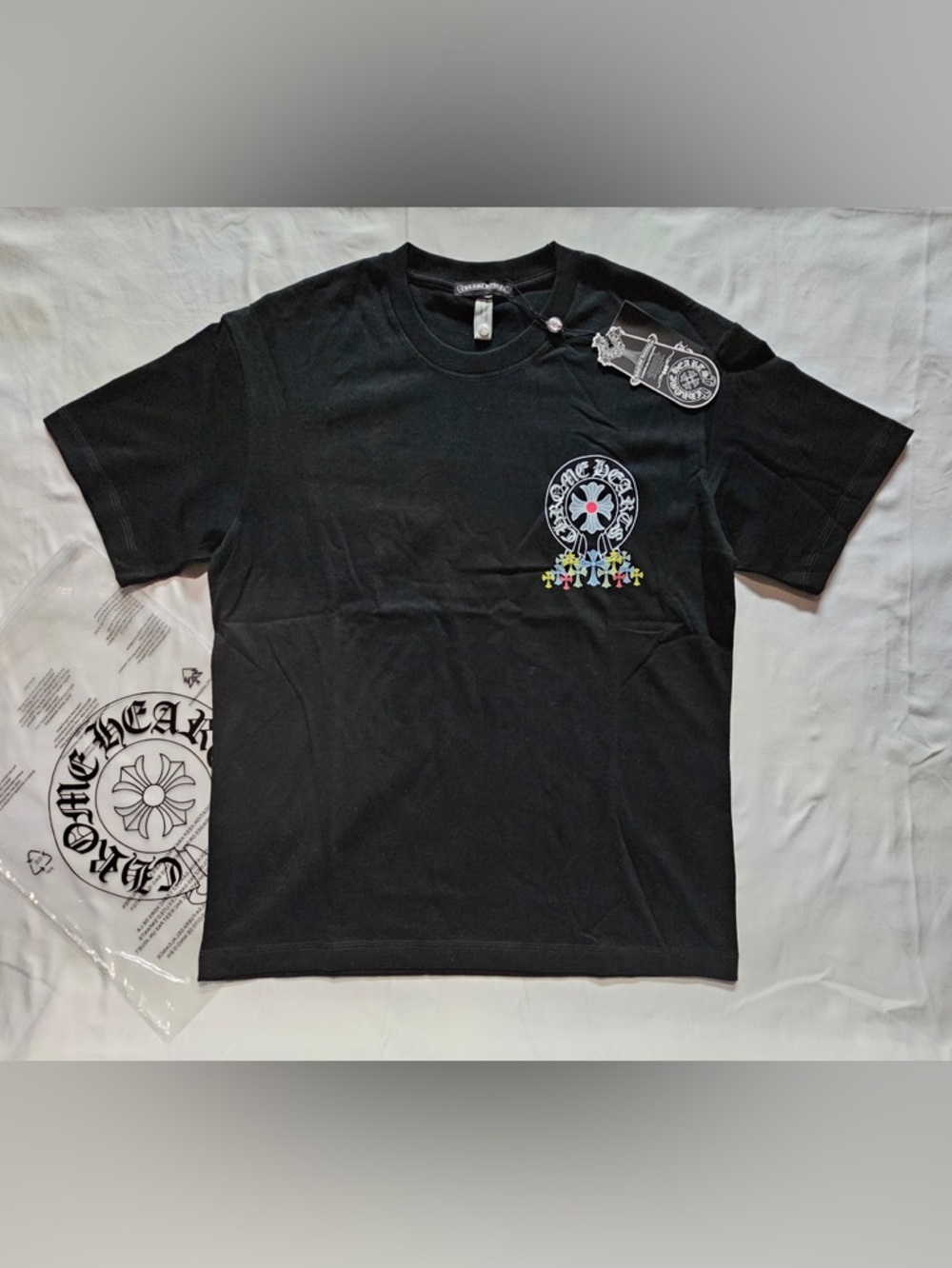 Chrome Hearts Black Graphic Crewneck T-Shirt with Chest Emblem